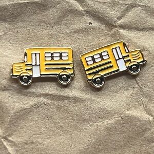 Vintage Enamel Yellow school buss earrings